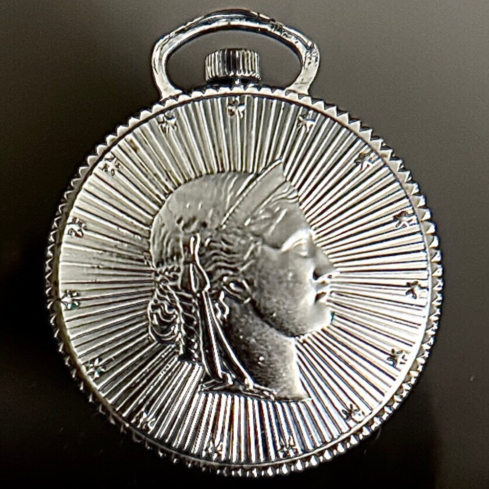 Splendor Vintage Swiss Classical Roman Coin Pocket Watch Cameo